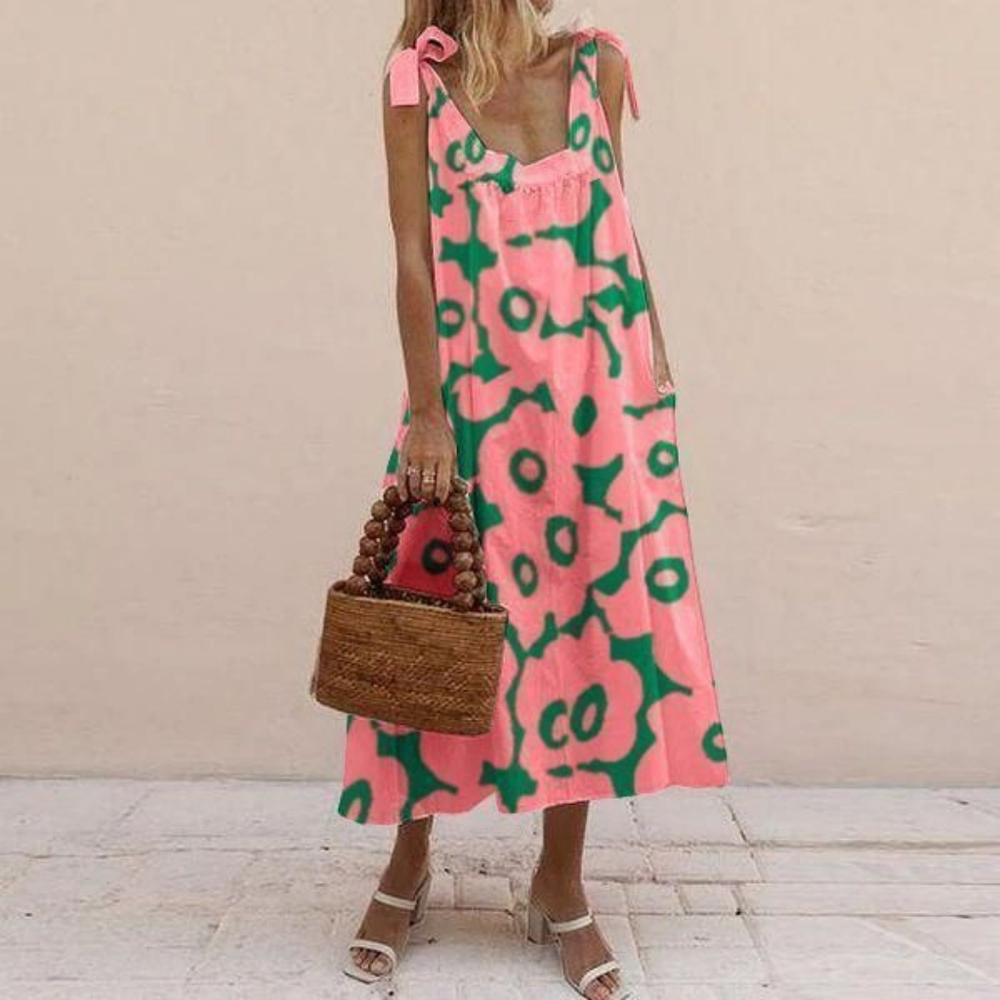 Wecomee Fashion Floral Printed Sling Midi Dress